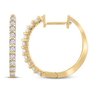 Gold diamond small hoop earrings